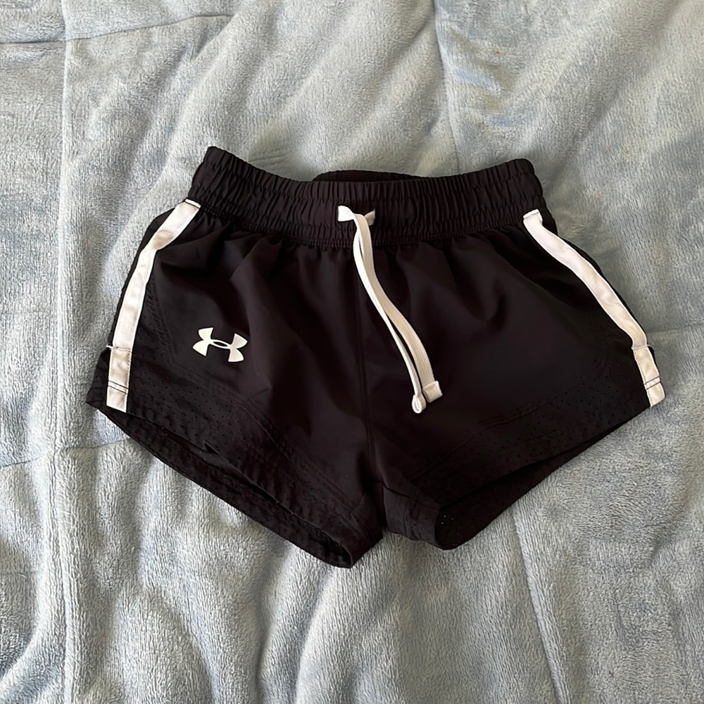 Black Girls Under Armour Shorts with Adjustable Waistband Sporty Cute Shorts